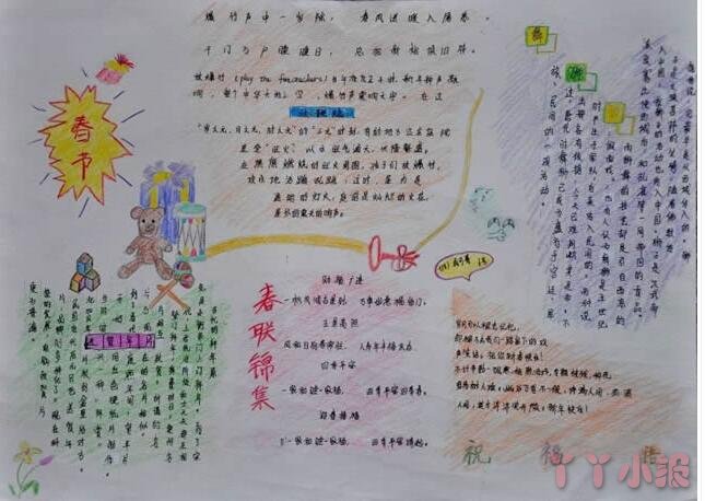 小学生春节手抄报怎么画简单又漂亮三年级一等奖