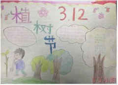 312植树节手抄报简笔画图片简单小学一年级