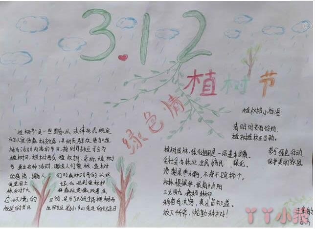 小学三年级关于312植树节手抄报内容及图片