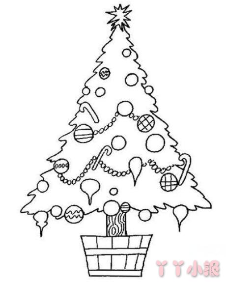 卡通圣诞树简笔画怎么画简单又漂亮涂色