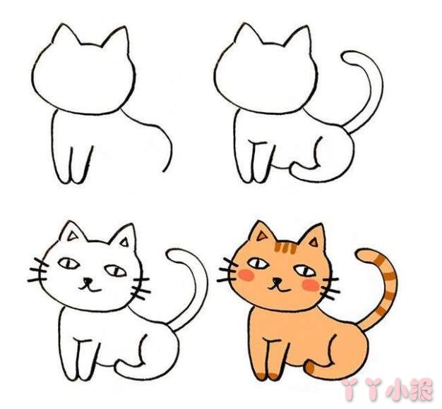 小猫头像简笔画怎么画简单又可爱涂色