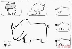 怎么画犀牛简笔画带步骤简单又好看涂色