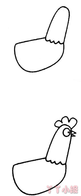 怎么画打鸣公鸡简笔画带步骤简单又可爱涂色