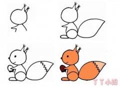 怎么画小松鼠简笔画带步骤简单又可爱涂色