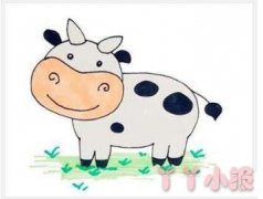 怎么画吃草的奶牛简笔画带步骤简单又好看涂色