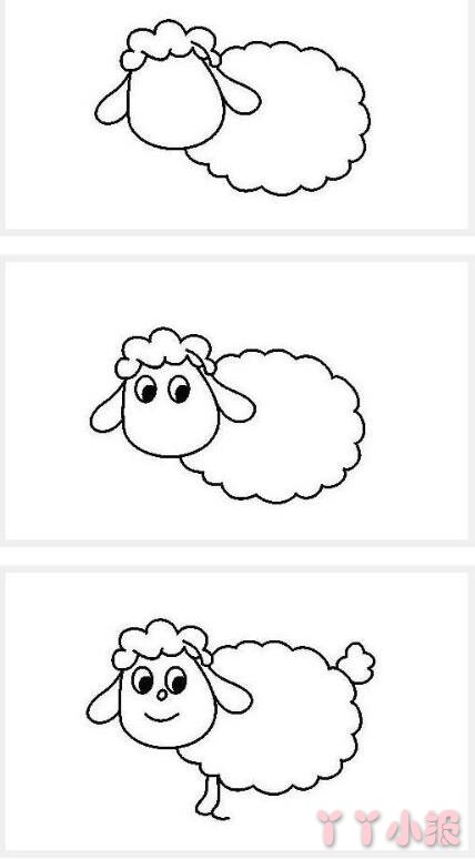 怎么画卡通绵羊简笔画带步骤简单又好看涂色