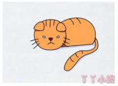 怎么画趴着的小猫简笔画带步骤简单又好看涂色