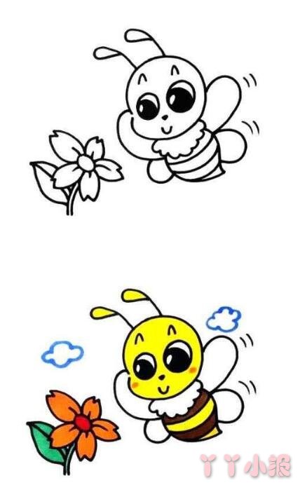 怎么画蜜蜂简笔画带步骤简单又好看涂色