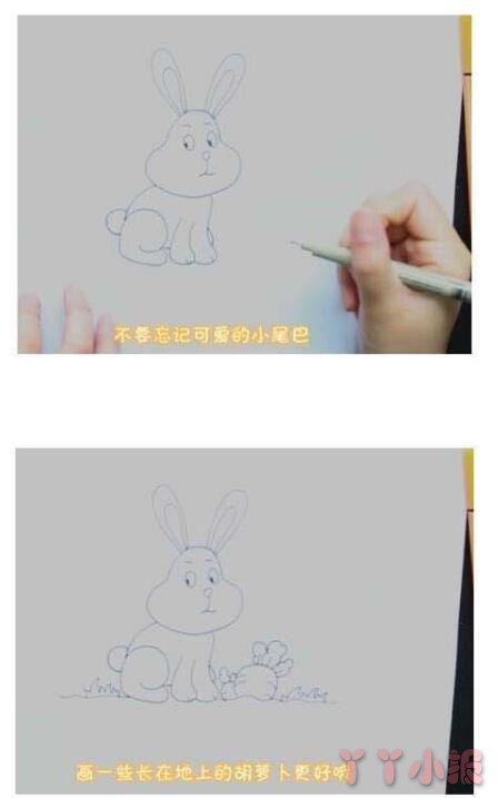 怎么画卡通兔子简笔画带步骤简单又好看涂色