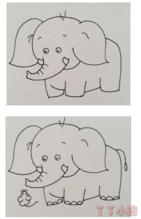 怎么画卡通大象简笔画带步骤简单又好看涂色