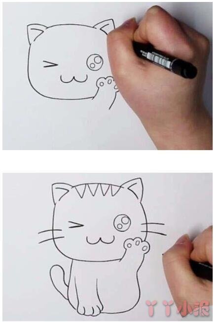 怎么画卡通小猫简笔画带步骤简单又好看涂色