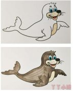 怎么画卡通海狮简笔画带步骤简单又可爱涂色