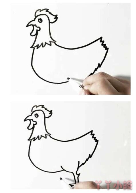 大公鸡的画法简笔画带步骤简单又可爱涂色