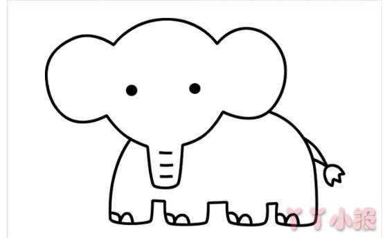 怎么画卡通长鼻子大象简笔画带步骤简单又可爱涂色