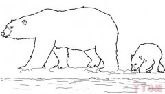 怎么画北极熊妈妈和小北极熊简笔画手绘简单又好看