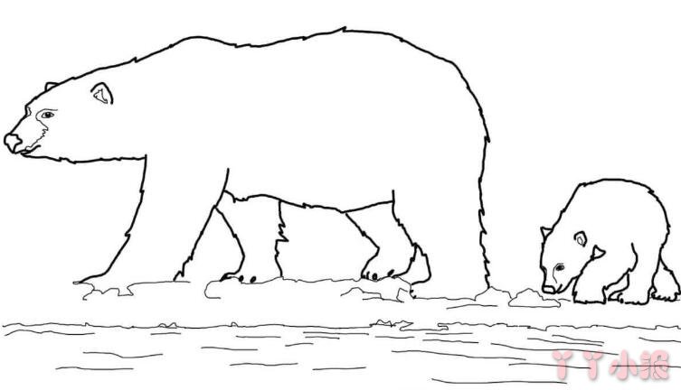 冰川融化北极熊绘画图片
