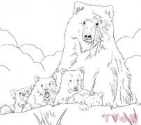 怎么画灰熊妈妈和宝宝们简笔画手绘简单又好看