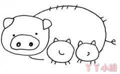 怎么画猪妈妈和猪宝宝简笔画带步骤简单又可爱