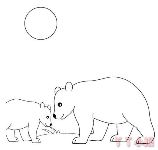 怎么画月光下的北极熊简笔画带步骤简单又好看涂色