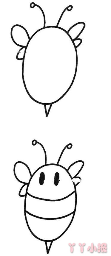 怎么画圆滚滚蜜蜂简笔画带步骤简单又好看涂色