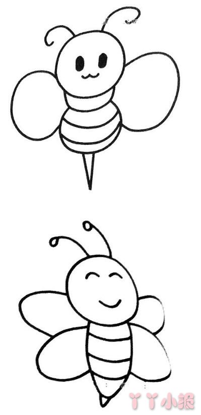 怎么画卡通小蜜蜂简笔画带步骤简单又好看涂色