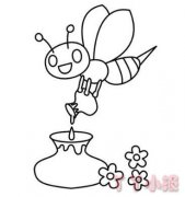 怎么画酿蜂蜜的蜜蜂简笔画带步骤简单又好看涂色