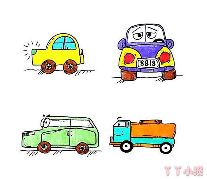 怎么画汽车的彩色简单又好看_汽车的彩色简笔画图片