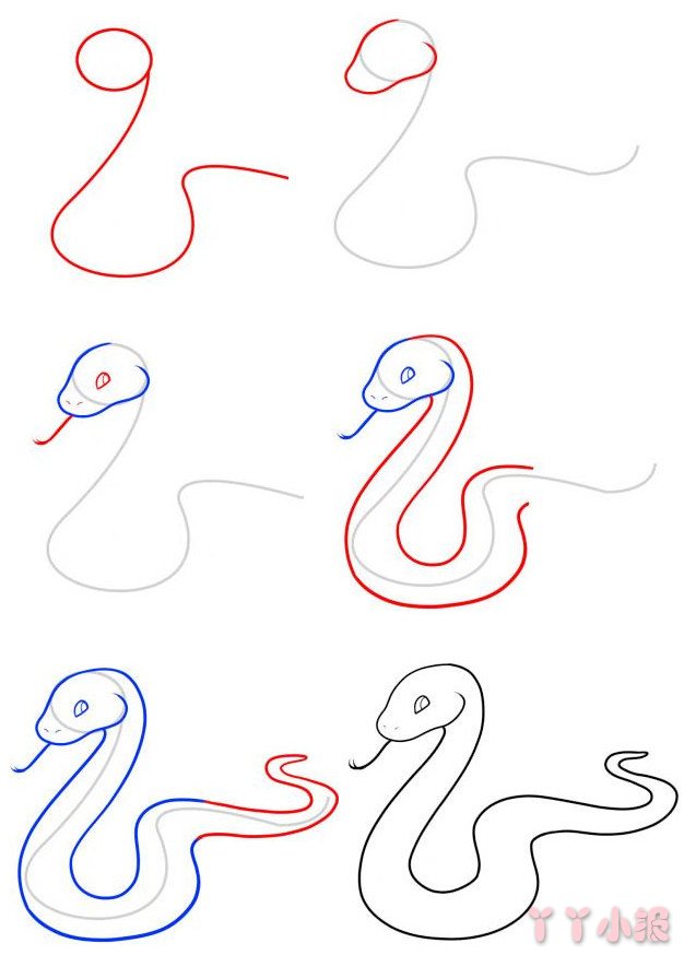 一条蛇的的简笔画怎么画带步骤简单又好看