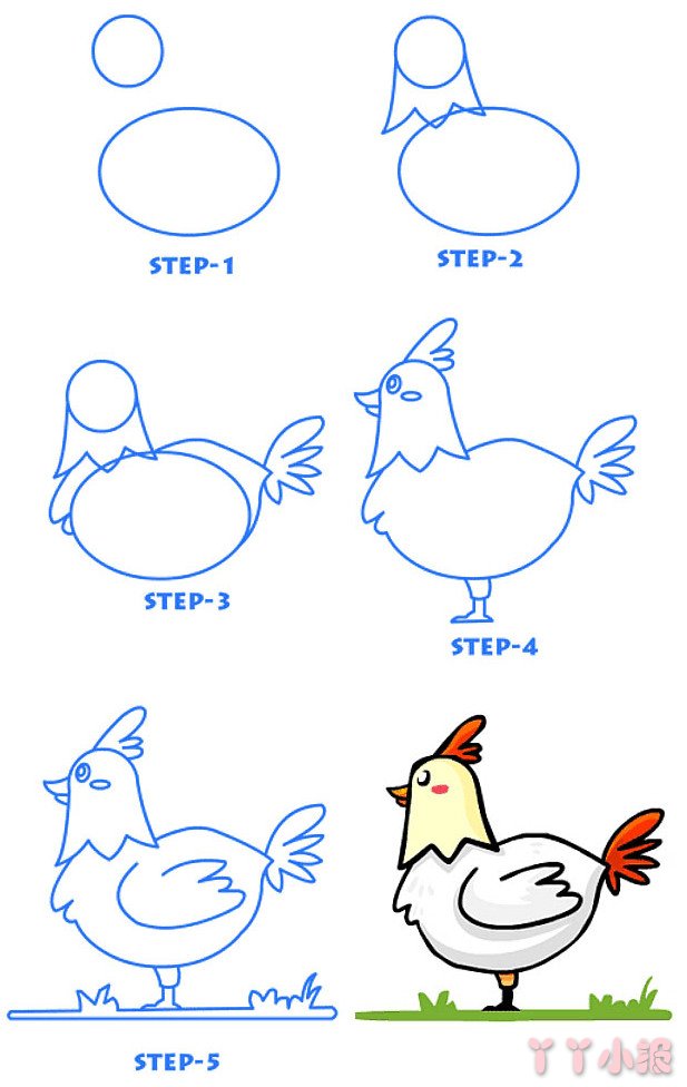 大公鸡的简笔画怎么画带步骤简单又好看