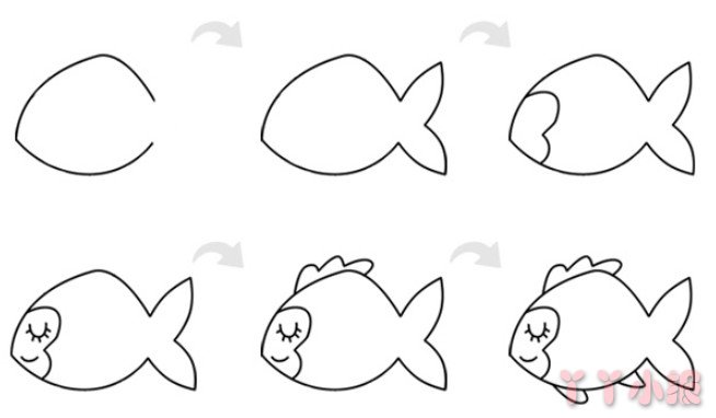 金鱼的简笔画怎么画带步骤简单又好看