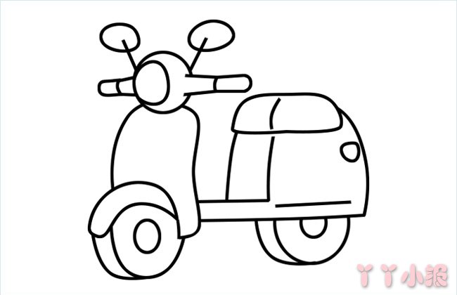 怎么画踏板摩托车简笔画带步骤简单又好看涂色