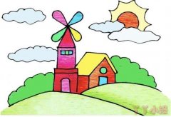 怎么绘画风车房子简笔画带步骤简单又好看
