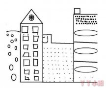 城市高楼的简笔画怎么画带步骤简单又好看