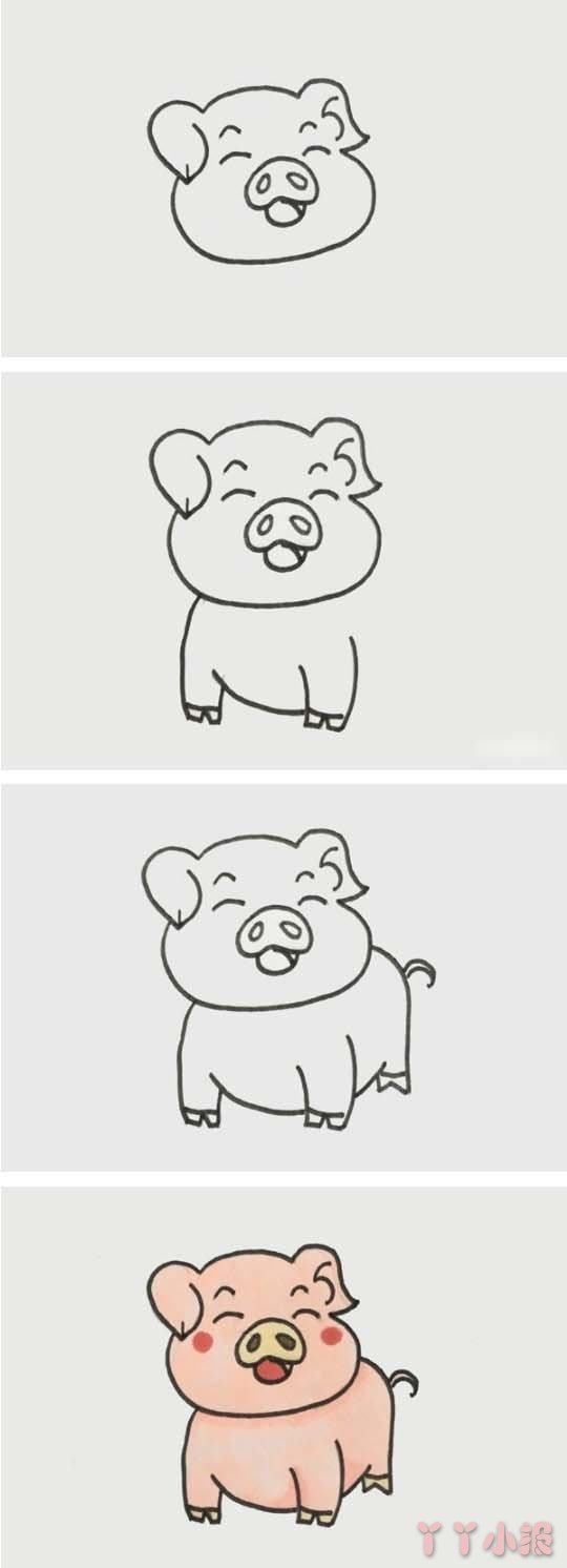 可爱小猪简笔画怎么画带步骤简单又好看