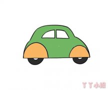 怎么画绿色小汽车简笔画带步骤简单又漂亮涂色