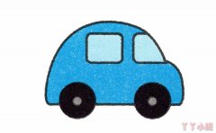 怎么画蓝色小汽车简笔画带步骤简单又美丽涂色
