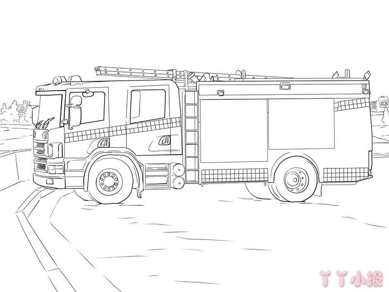 怎么画消防车简笔画带步骤简单又好看