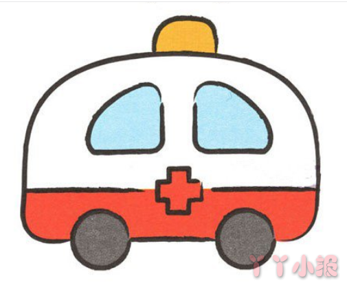 怎么画救护车简笔画带步骤简单又可爱涂色