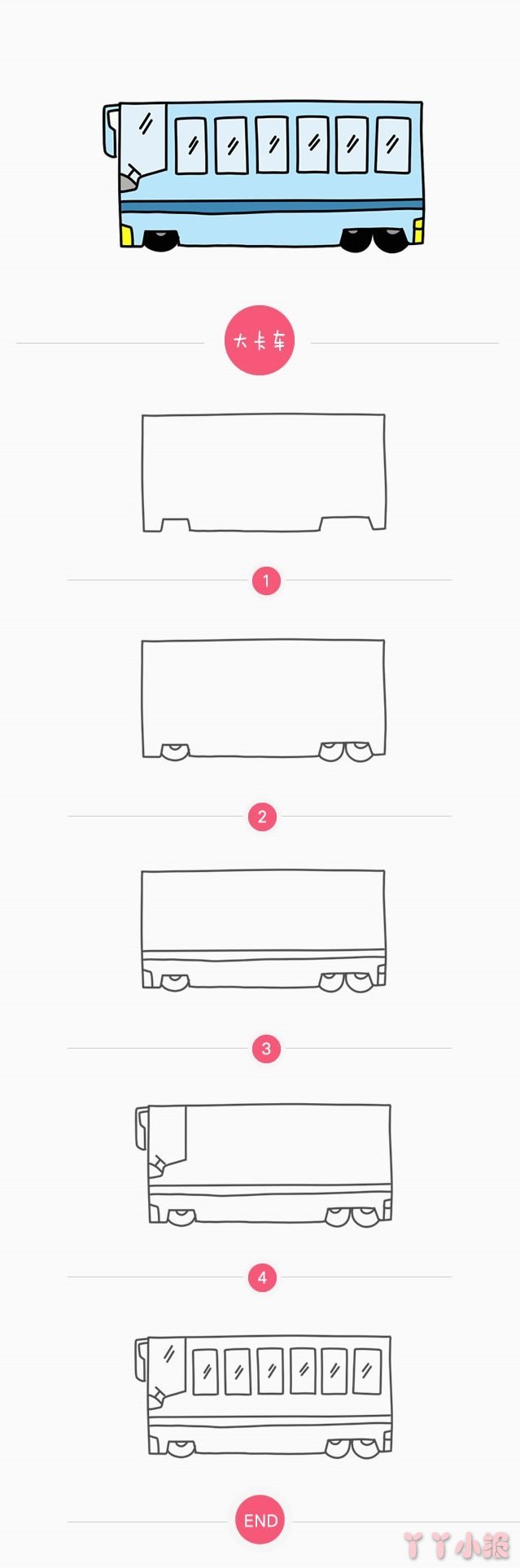怎么画大卡车简笔画带步骤简单又好看涂色