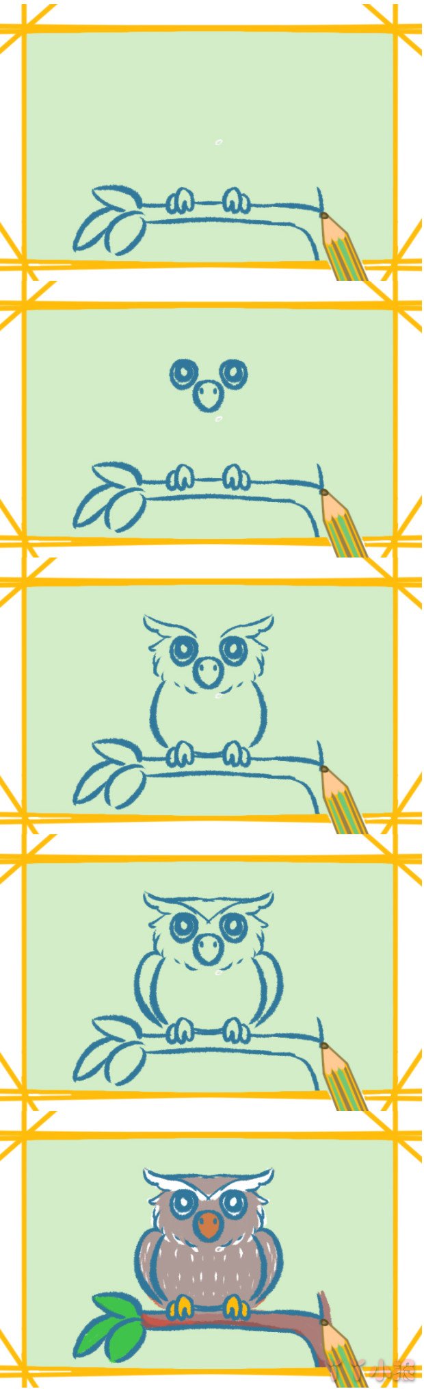 猫头鹰的简笔画怎么画带步骤简单又好看