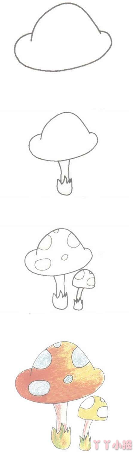 手绘蘑菇的简笔画怎么画带步骤简单又好看