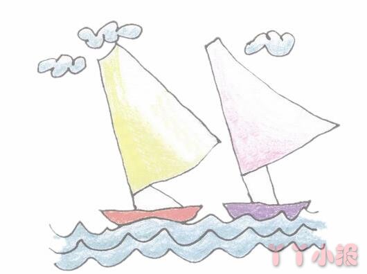 彩色帆船的简笔画怎么画带步骤简单又好看