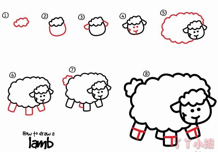 儿童小绵羊的简笔画怎么画带步骤简单又好看
