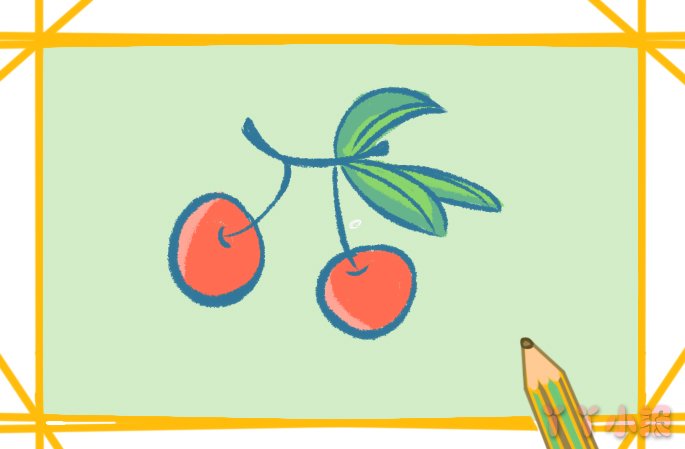 怎么画饱满的红樱桃简笔画带步骤简单又好看涂色