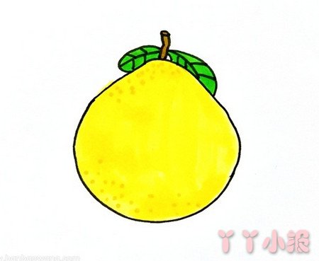 怎么画金黄的柚子简笔画带步骤简单又好看涂色