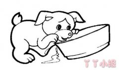 小狗喝水的画法简笔画带步骤简单又好看涂色