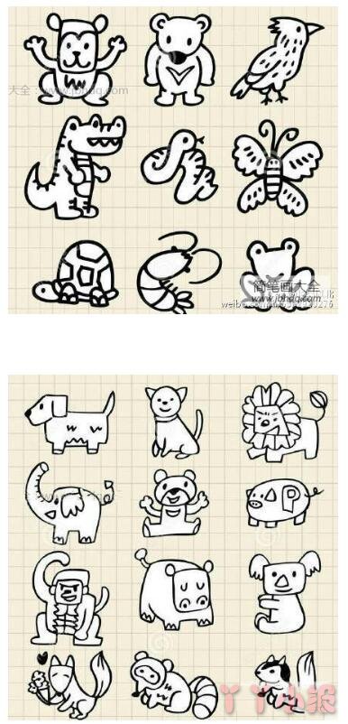 怎么画动物合集简笔画带步骤简单又好看涂色