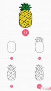 怎么画菠萝简笔画带步骤简单又漂亮涂色