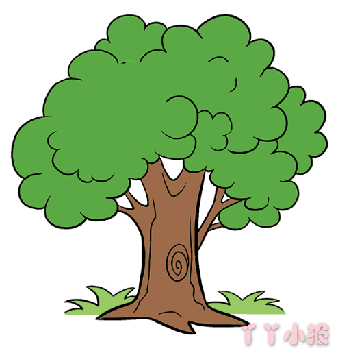 怎么画茂盛的大树简笔画带步骤简单又好看涂色