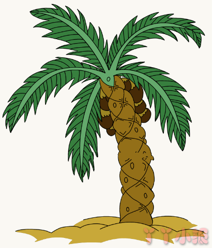 怎么画沙滩上的棕榈树简单又好看 沙滩上的棕榈树简笔画图片